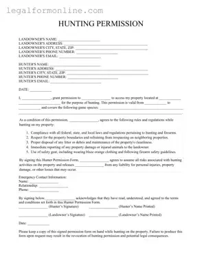 Hunter Permission Template in PDF