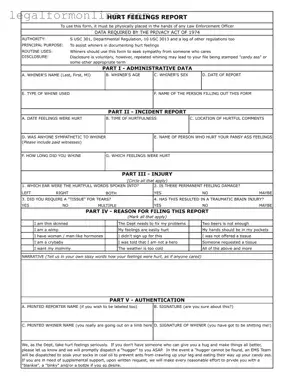 Hurt Feelings Report Template in PDF
