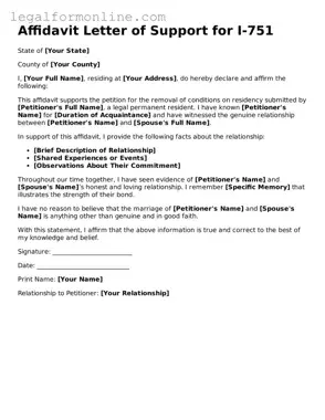 Attorney-Approved Affidavit Letter of Support for I-751 Template