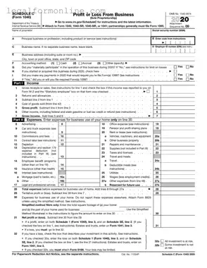 IRS Schedule C 1040 Template in PDF