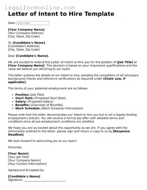 Attorney-Approved Letter of Intent to Hire Template