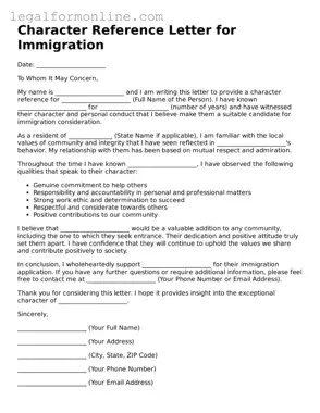 Attorney-Approved Character Reference Letter for Immigration Template