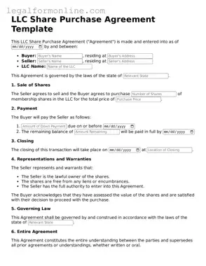 Attorney-Approved LLC Share Purchase Agreement Template