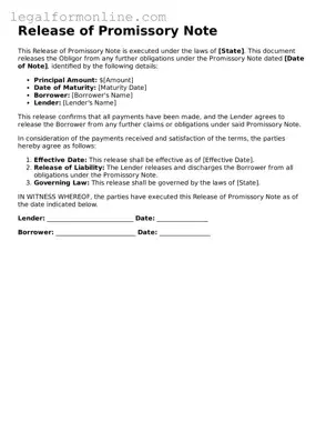 Attorney-Approved Release of Promissory Note Template