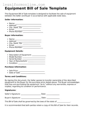 Attorney-Approved Equipment Bill of Sale Template