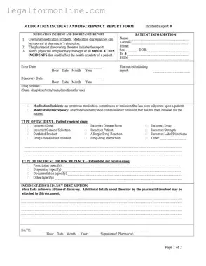 Medication Error Template in PDF
