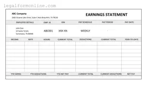 Independent Contractor Pay Stub Template in PDF