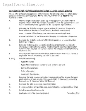 Peco Service And Meter Application Template in PDF
