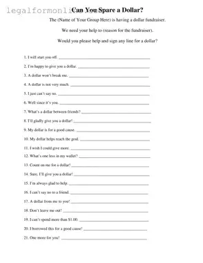 Donated A Dollar Template in PDF