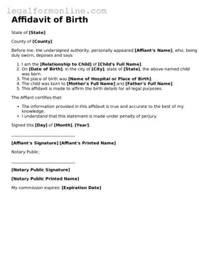 Attorney-Approved Affidavit of Birth Template