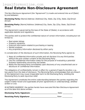 Attorney-Approved Real Estate Non-Disclosure Agreement Template
