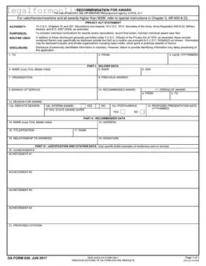 Da 638 Template in PDF