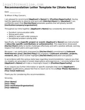 Attorney-Approved Recommendation Letter Template