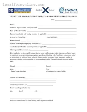Royal Caribbean Parental Consent Template in PDF