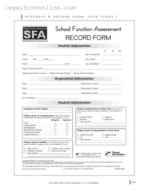 School Function Assessment Template in PDF