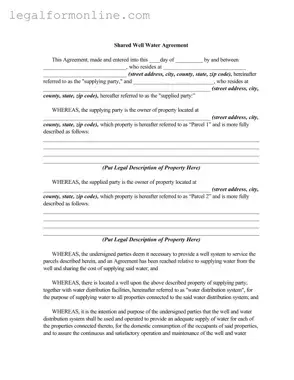 Shared Well Agreement Template in PDF