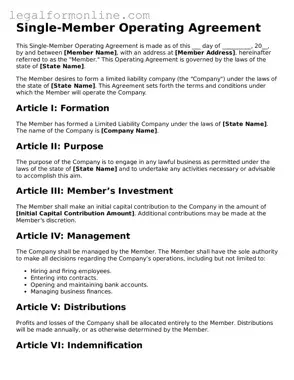 Attorney-Approved Single-Member Operating Agreement Template
