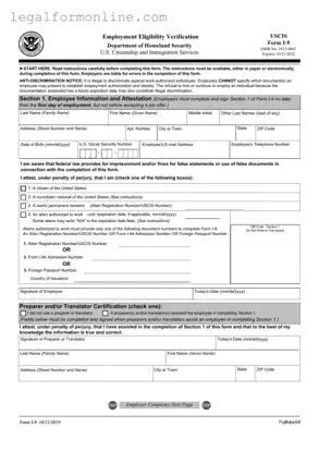 USCIS I-9 Template in PDF