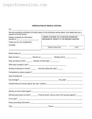 Verification Rental Template in PDF