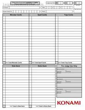 Konami Decklist Template in PDF