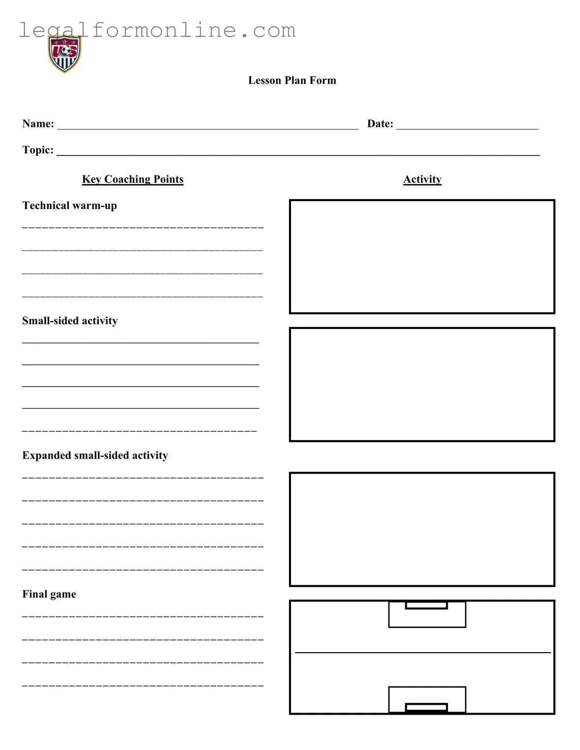 Soccer Training Session Plan Template in PDF