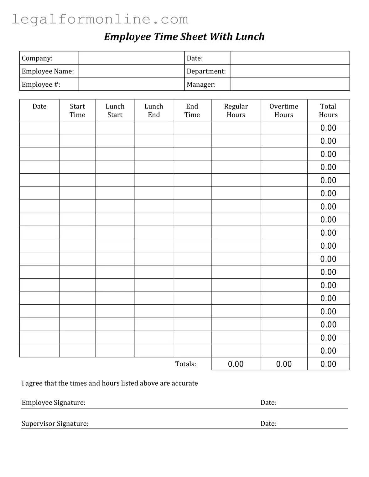 Time Card Template in PDF