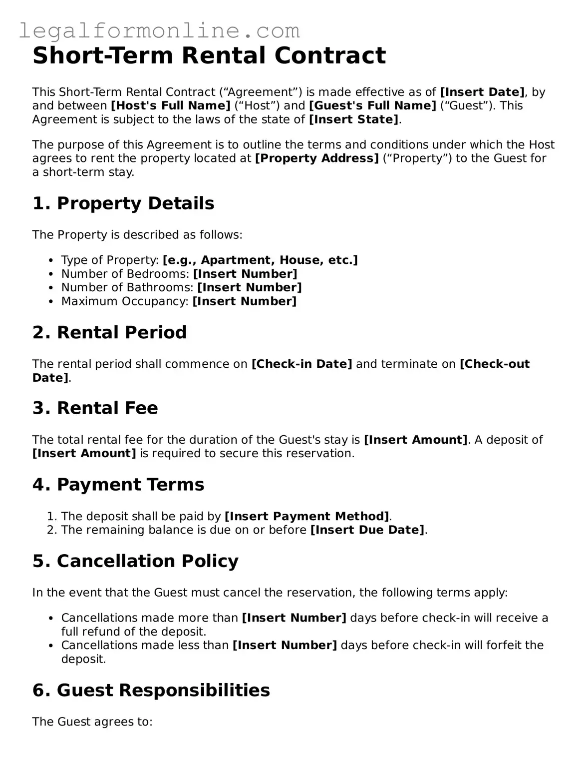Attorney-Approved Short-Term Rental Contract Template