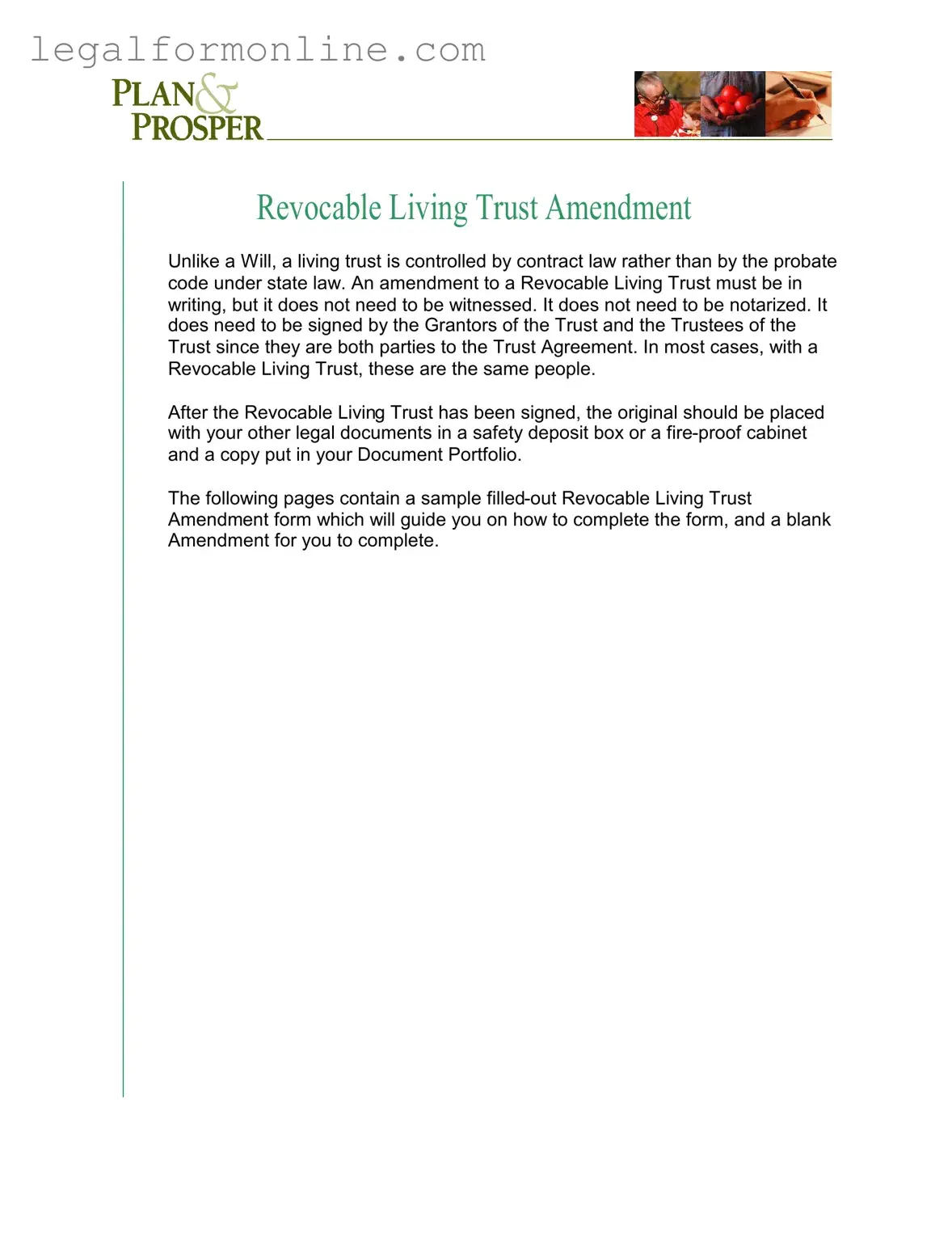 Trust Amendment Template in PDF
