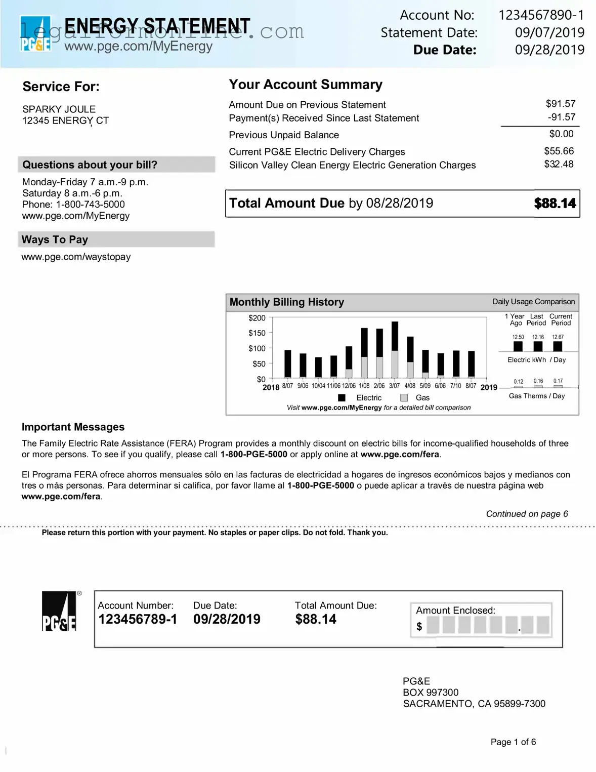 Utility Bill Template in PDF