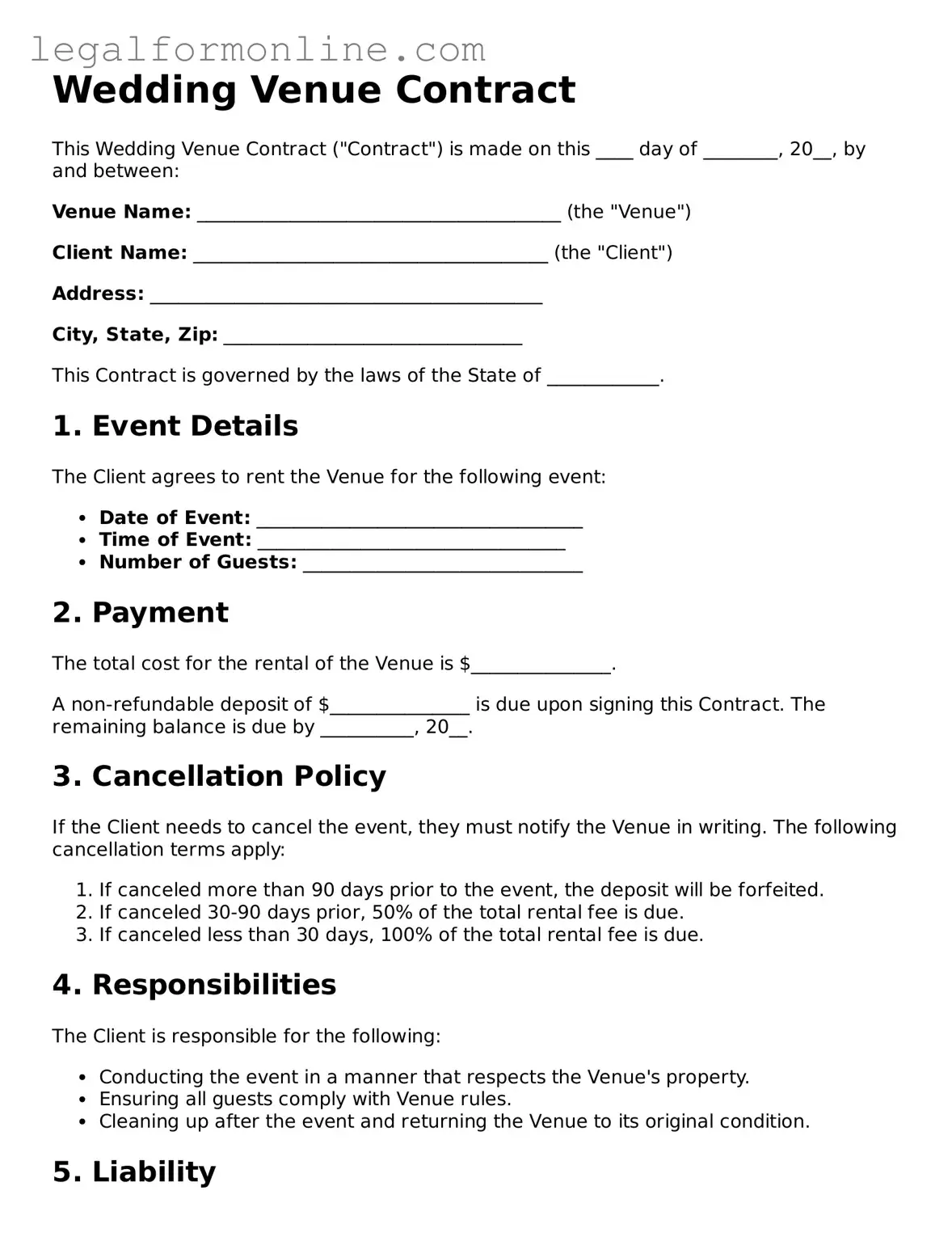 Attorney-Approved Wedding Venue Contract Template