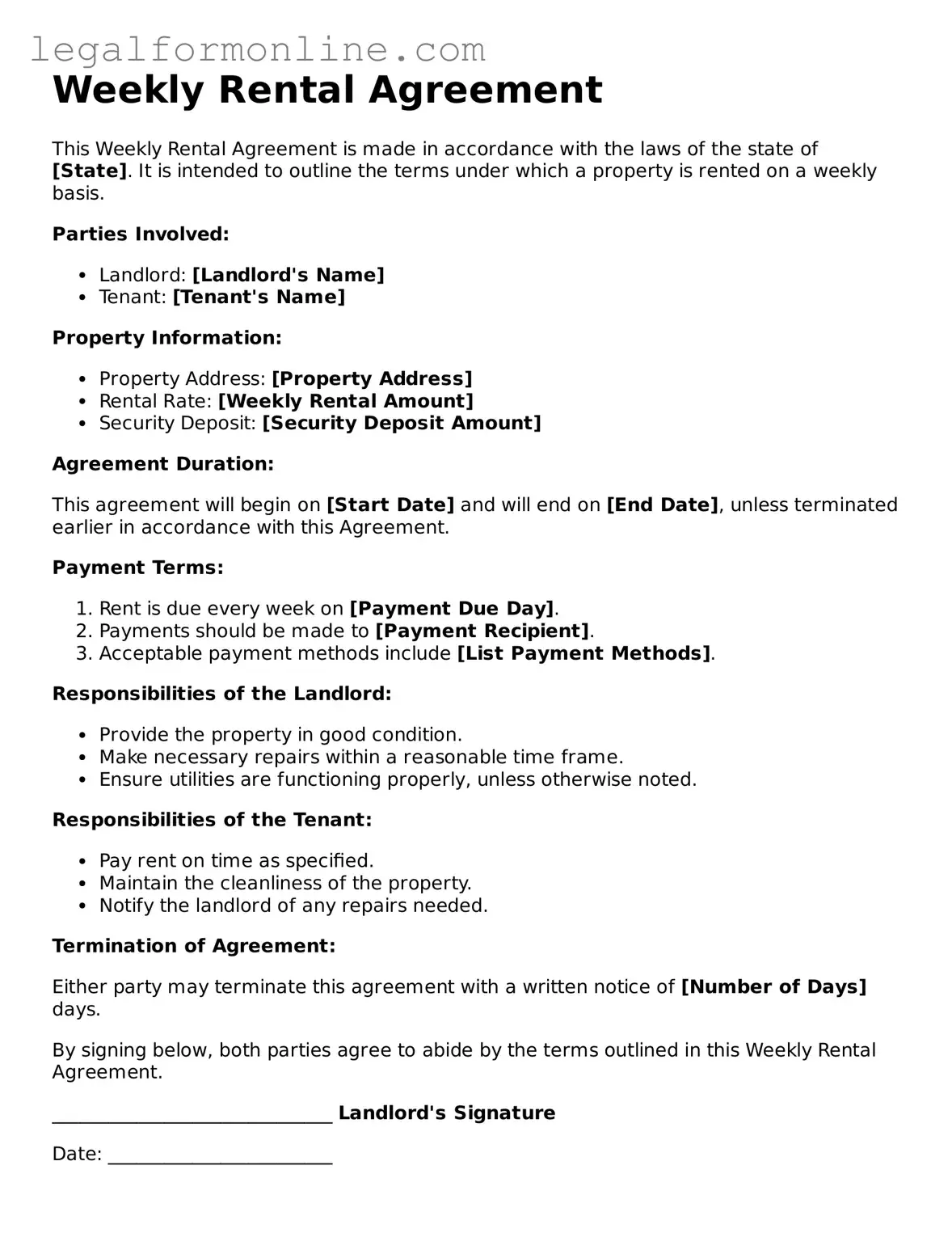 Attorney-Approved Weekly Rental Agreement Template